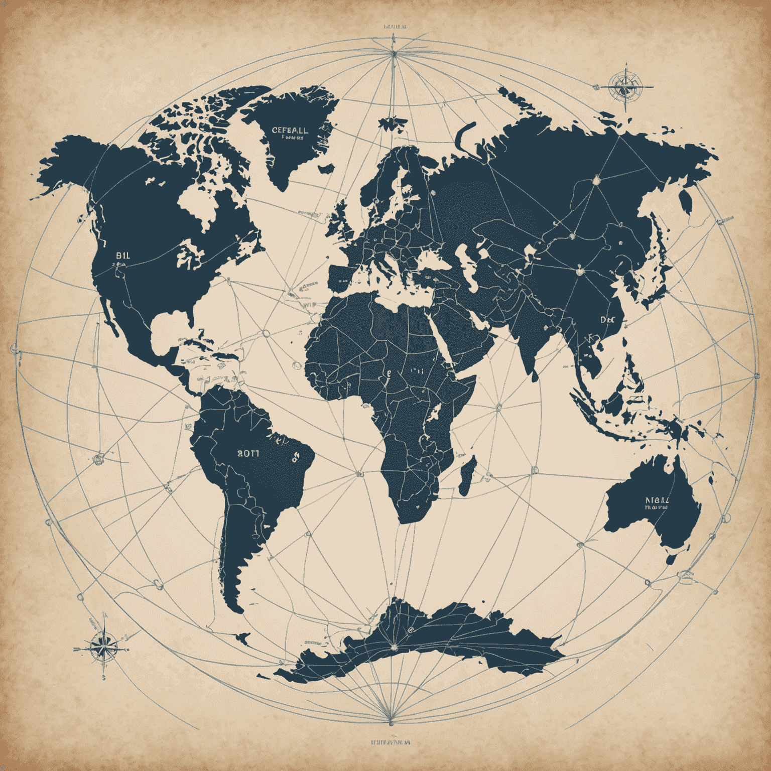 World map illustration showing lines connecting various countries, representing international calling