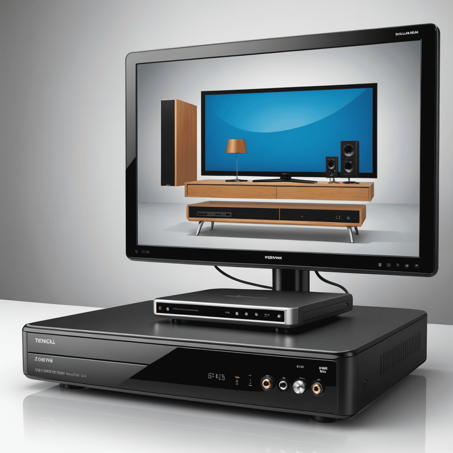 Illustration showing a combined internet router and TV set-top box